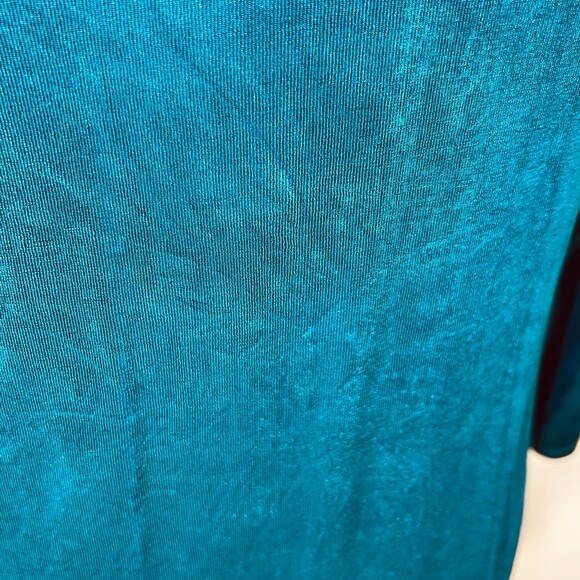 Chico's Travelers Blouse Womens L Teal Blue Green V-Neck 3/4 Sleeve - Picture 6 of 16